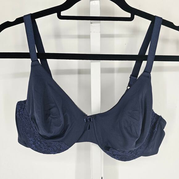 Ellen Tracy Womens Sz 38D Unlined T Shirt Bra Navy Blue Style 59430 - Picture 1 of 4